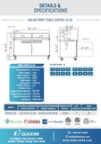 DSP60-16-S2 2-Door Commercial Food Prep Table Refrigerator in Stainless Steel